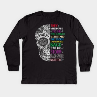 brain cancer skull warrior i am the storm Kids Long Sleeve T-Shirt